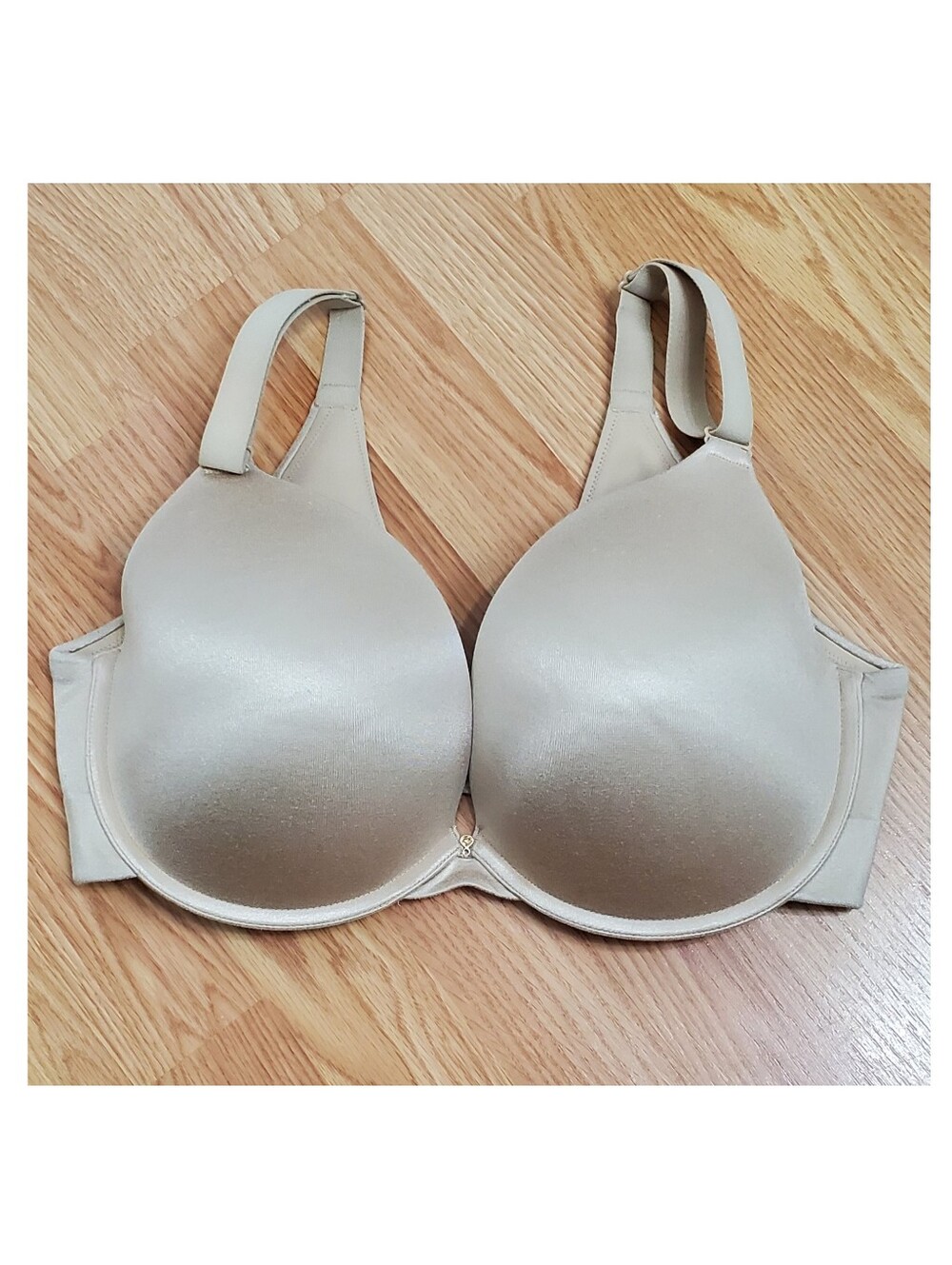 Cacique 38ddd boost plunge bra underwire padded wide band strap beige push up